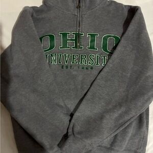 Jansport Gray Zip-Up Sweater with Green Ohio University Lettering